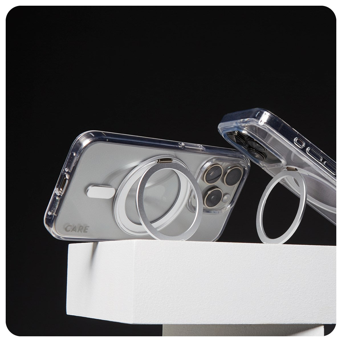 CARE by PanzerGlass® Feature Case Transparent w. Silver Kickstand & MagSafe iPhone 16 Pro Max